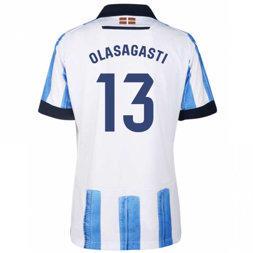 Kids Football Lander Olasagasti #13 Blue White Home Jersey 2023/24 T-Shirt