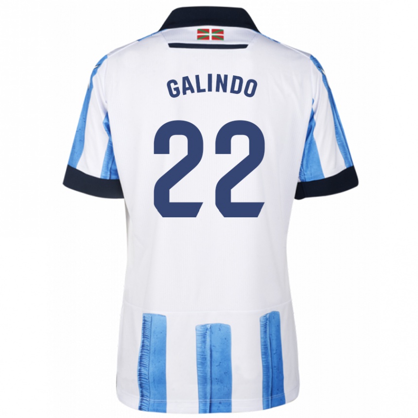 Kids Football Iker Galindo #22 Blue White Home Jersey 2023/24 T-Shirt