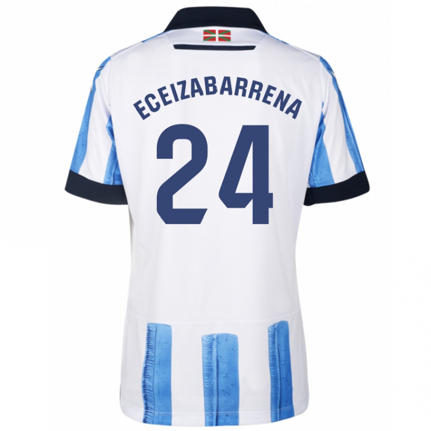 Kids Football Jon Eceizabarrena #24 Blue White Home Jersey 2023/24 T-Shirt