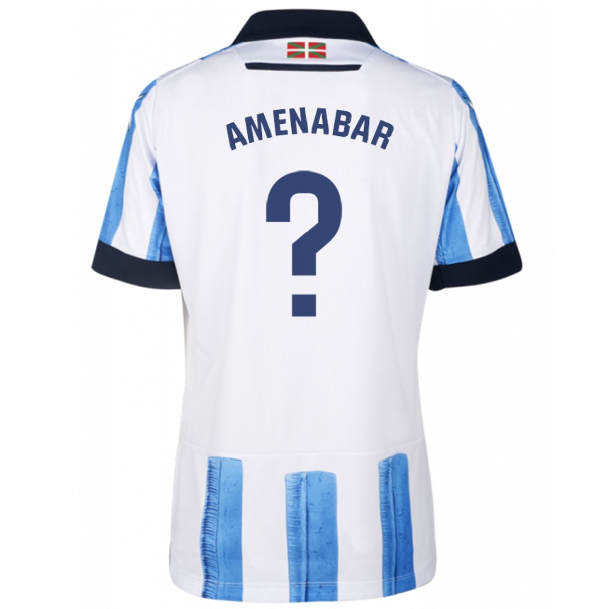 Kids Football Aritz Amenabar #0 Blue White Home Jersey 2023/24 T-Shirt