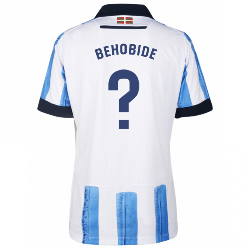 Kids Football Eneko Behobide #0 Blue White Home Jersey 2023/24 T-Shirt