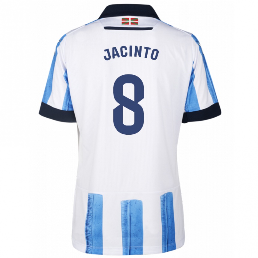 Kids Football Andreia De Jesus Jacinto #8 Blue White Home Jersey 2023/24 T-Shirt