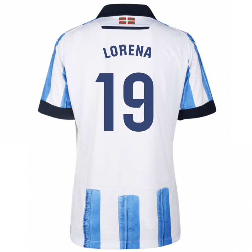 Kids Football Lorena Navarro Domínguez #19 Blue White Home Jersey 2023/24 T-Shirt