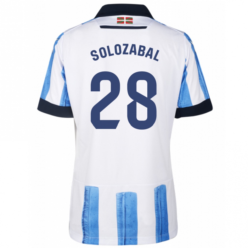Kids Football Malen Solozabal Ibarra #28 Blue White Home Jersey 2023/24 T-Shirt