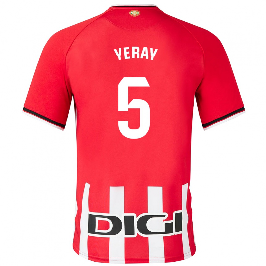 Kids Football Yeray Álvarez #5 Red Home Jersey 2023/24 T-Shirt