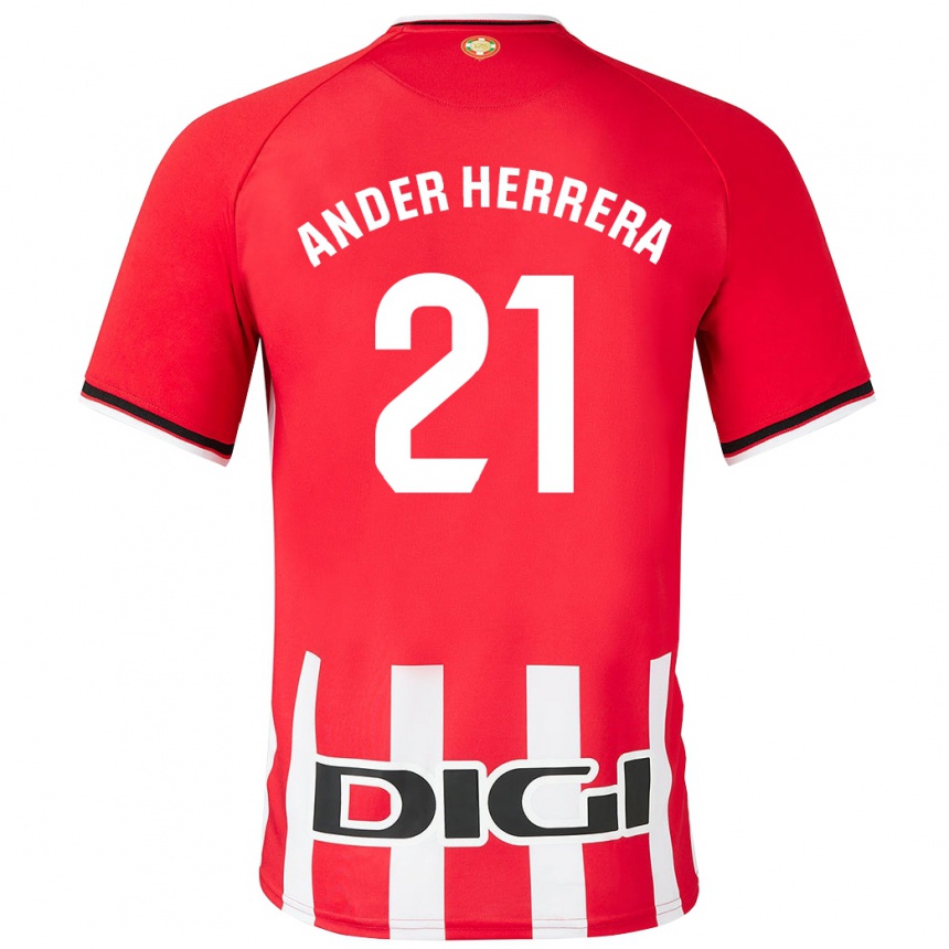Kids Football Ander Herrera #21 Red Home Jersey 2023/24 T-Shirt