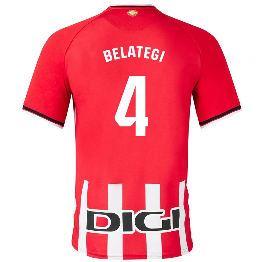 Kids Football Danel Belategi #4 Red Home Jersey 2023/24 T-Shirt