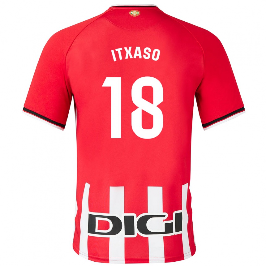 Kids Football Itxaso Uriarte Santamaria #18 Red Home Jersey 2023/24 T-Shirt