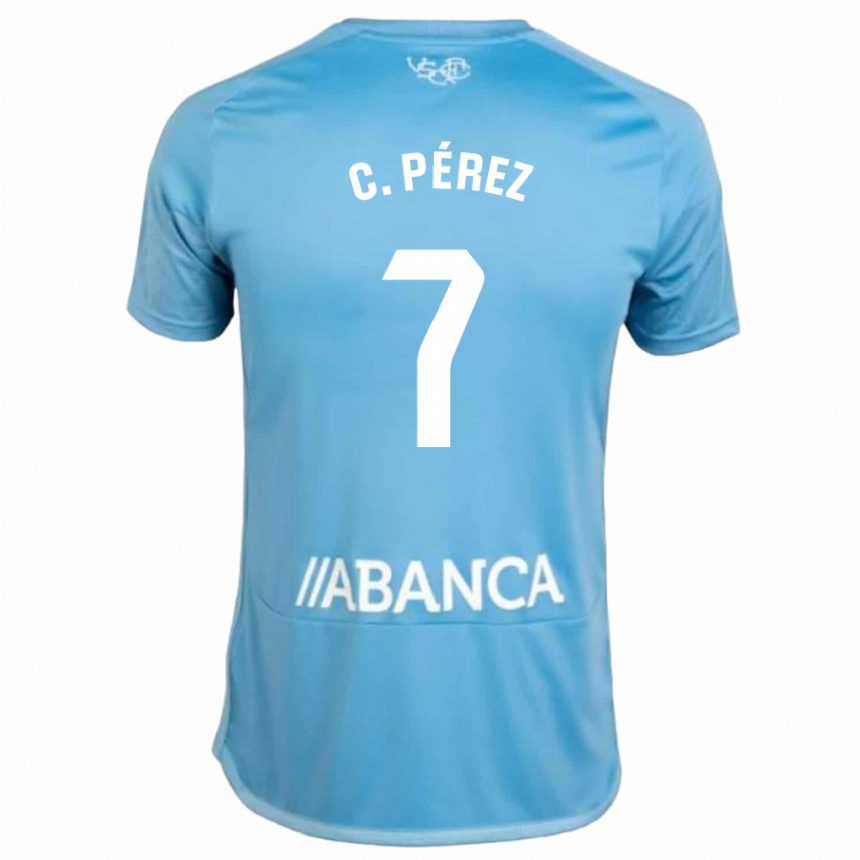 Kids Football Carles Perez #7 Blue Home Jersey 2023/24 T-Shirt