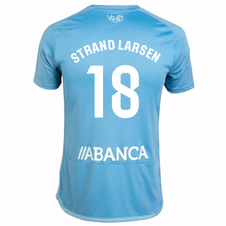 Kids Football Jørgen Strand Larsen #18 Blue Home Jersey 2023/24 T-Shirt