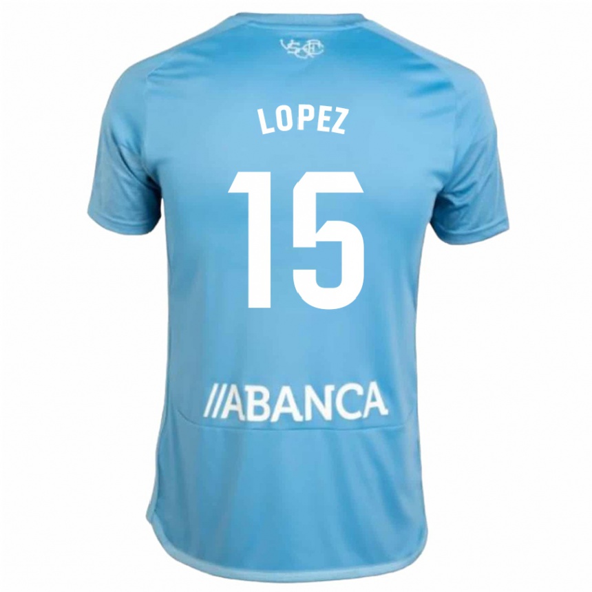 Kids Football Fer López #15 Blue Home Jersey 2023/24 T-Shirt