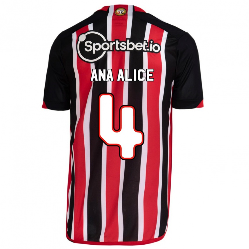 Kids Football Ana Alice Luciano Da Silva #4 Blue Red Away Jersey 2023/24 T-Shirt