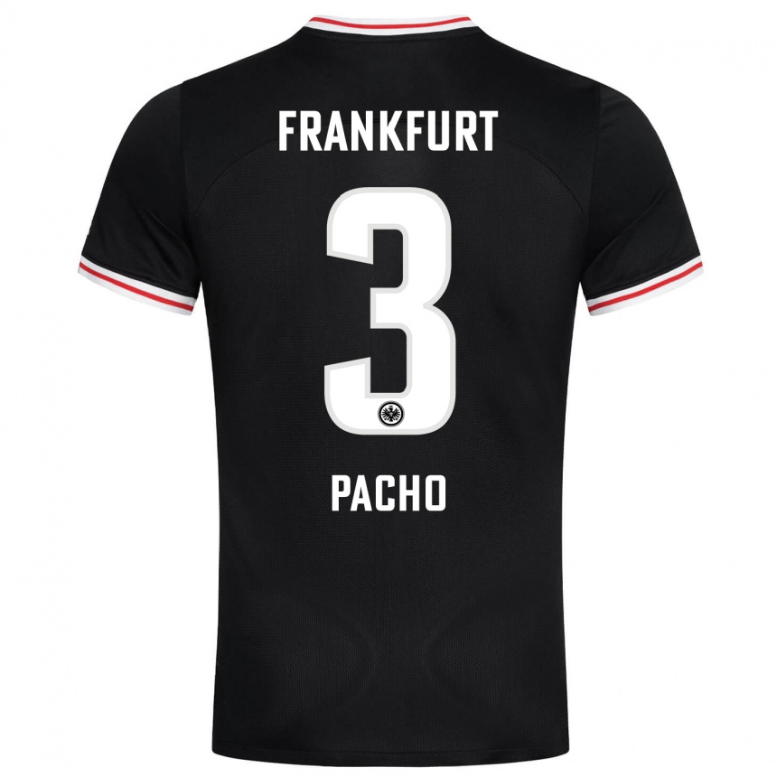 Kids Football Willian Pacho #3 Black Away Jersey 2023/24 T-Shirt