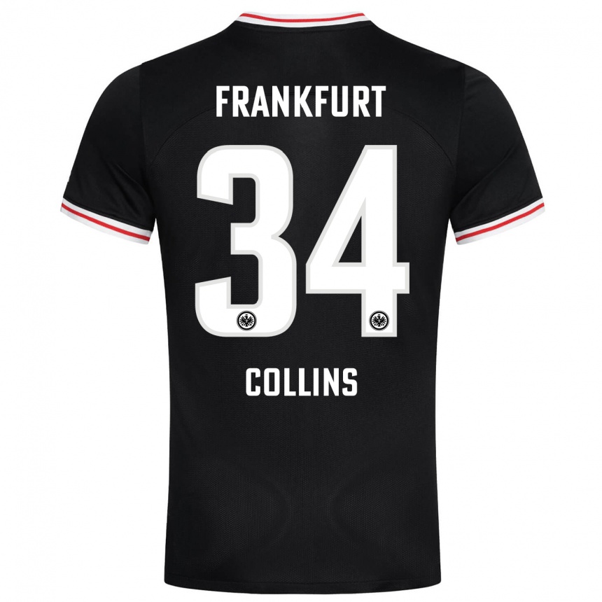 Kids Football Nnamdi Collins #34 Black Away Jersey 2023/24 T-Shirt