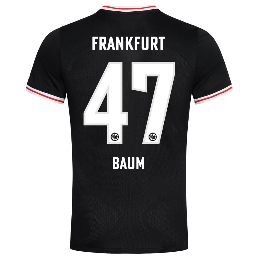 Kids Football Elias Baum #47 Black Away Jersey 2023/24 T-Shirt