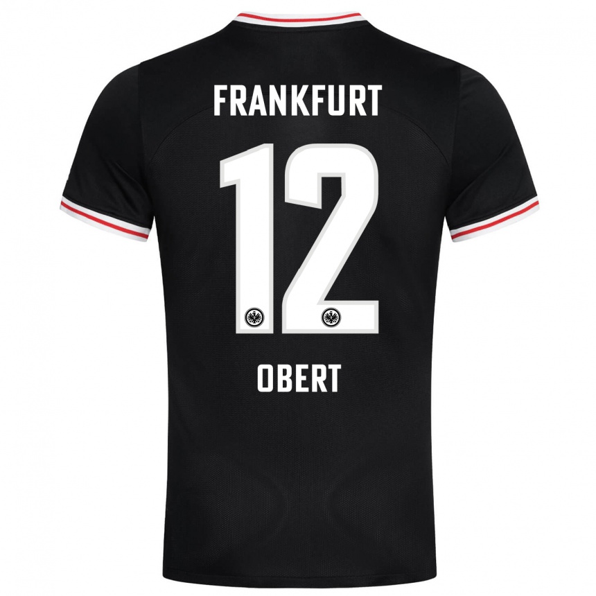 Kids Football Yuriy Obert #12 Black Away Jersey 2023/24 T-Shirt