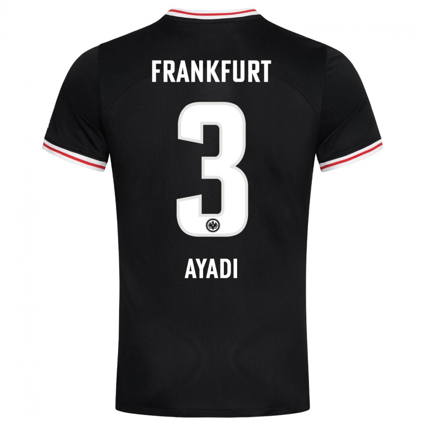 Kids Football Akram Ayadi #3 Black Away Jersey 2023/24 T-Shirt