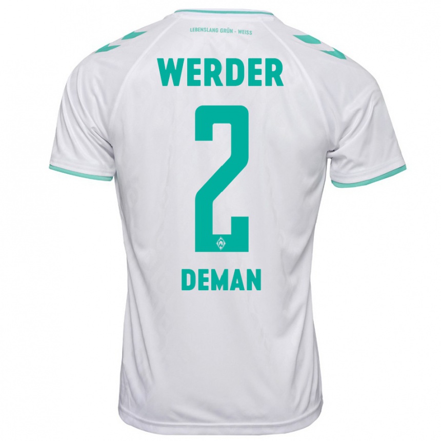 Kids Football Olivier Deman #2 White Away Jersey 2023/24 T-Shirt