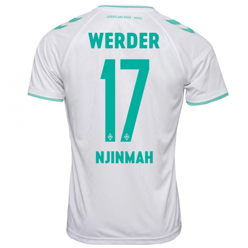 Kids Football Justin Njinmah #17 White Away Jersey 2023/24 T-Shirt
