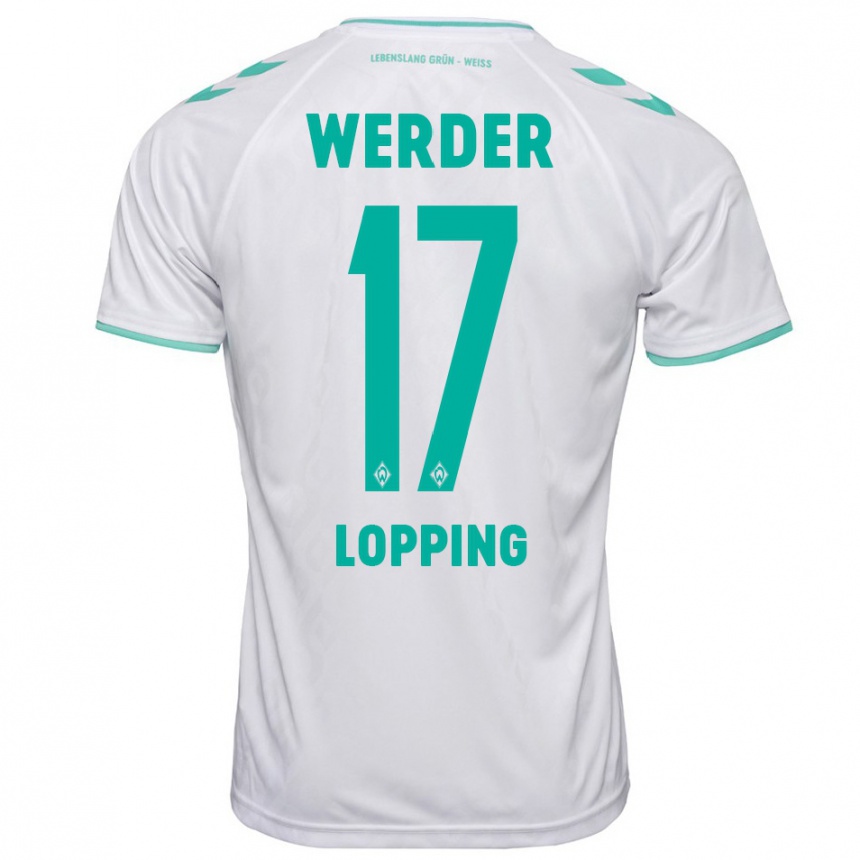 Kids Football Jakob Löpping #17 White Away Jersey 2023/24 T-Shirt