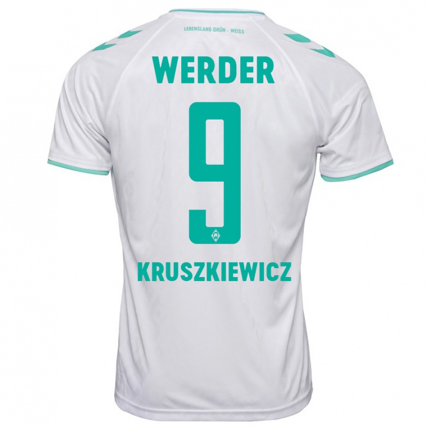 Kids Football Jakub Kruszkiewicz #9 White Away Jersey 2023/24 T-Shirt