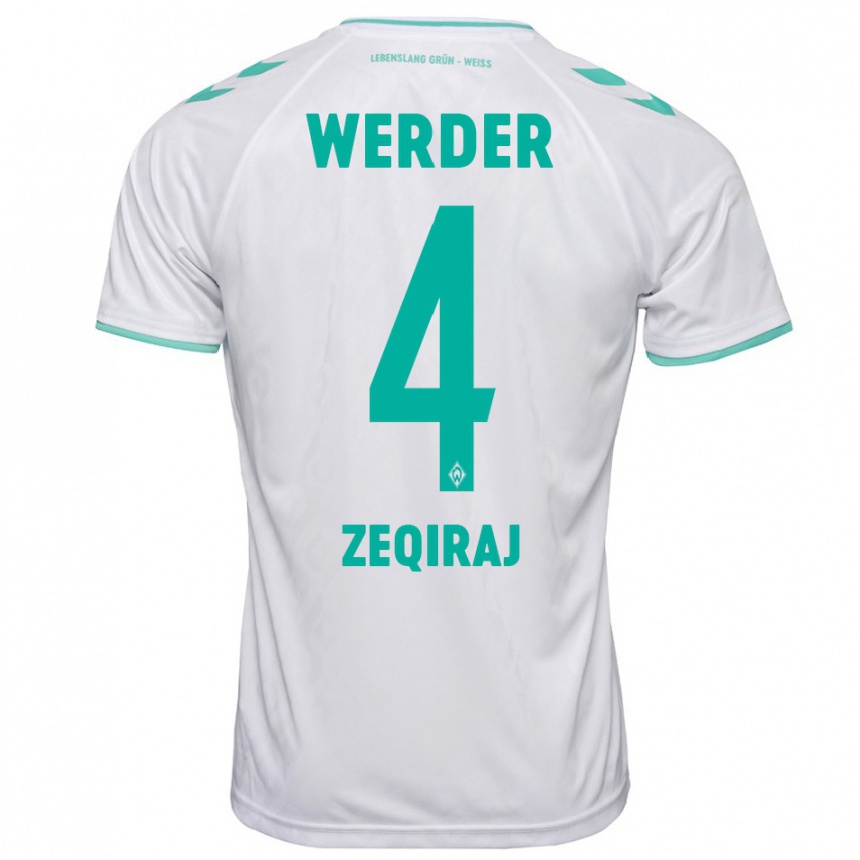 Kids Football Leon Zeqiraj #4 White Away Jersey 2023/24 T-Shirt