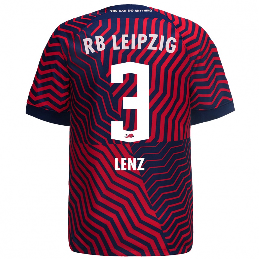 Kids Football Christopher Lenz #3 Blue Red Away Jersey 2023/24 T-Shirt