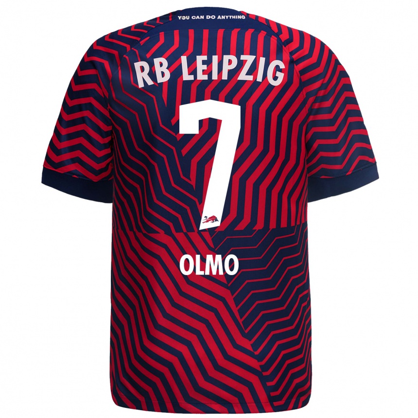 Kids Football Dani Olmo #7 Blue Red Away Jersey 2023/24 T-Shirt