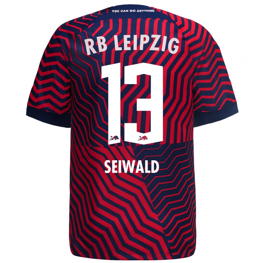 Kids Football Nicolas Seiwald #13 Blue Red Away Jersey 2023/24 T-Shirt