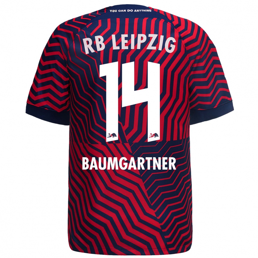 Kids Football Christoph Baumgartner #14 Blue Red Away Jersey 2023/24 T-Shirt