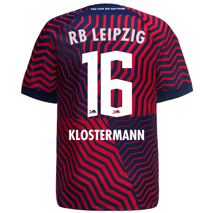 Kids Football Lukas Klostermann #16 Blue Red Away Jersey 2023/24 T-Shirt