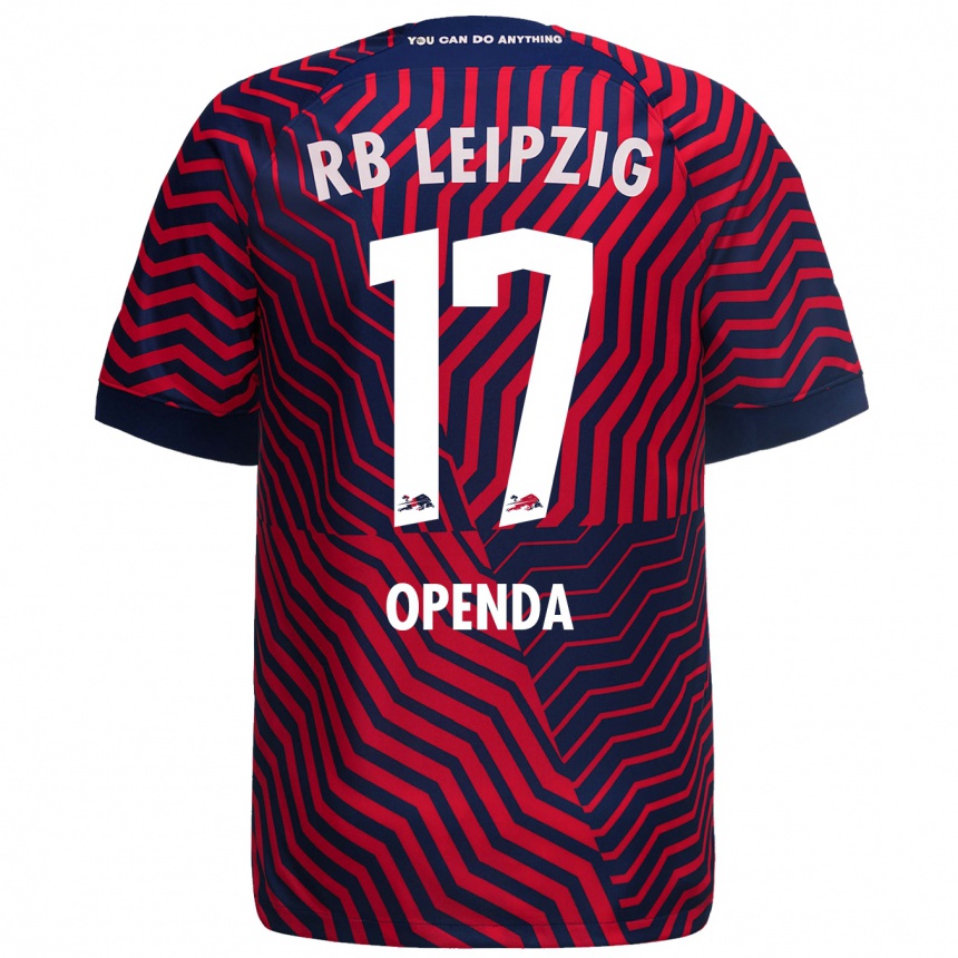 Kids Football Loïs Openda #17 Blue Red Away Jersey 2023/24 T-Shirt