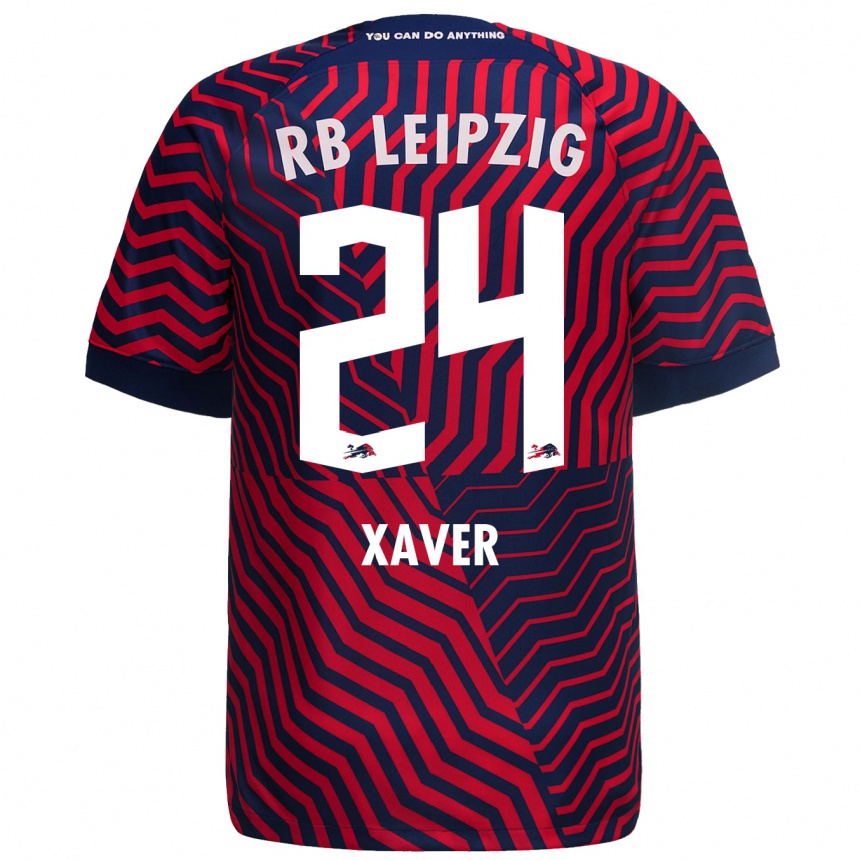 Kids Football Xaver Schlager #24 Blue Red Away Jersey 2023/24 T-Shirt