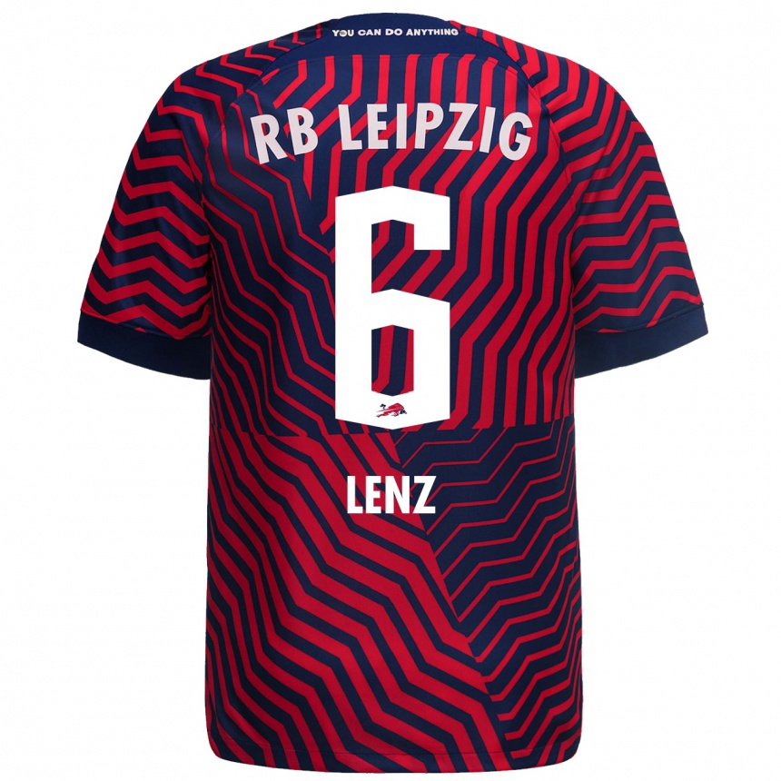 Kids Football Elias Lenz #6 Blue Red Away Jersey 2023/24 T-Shirt