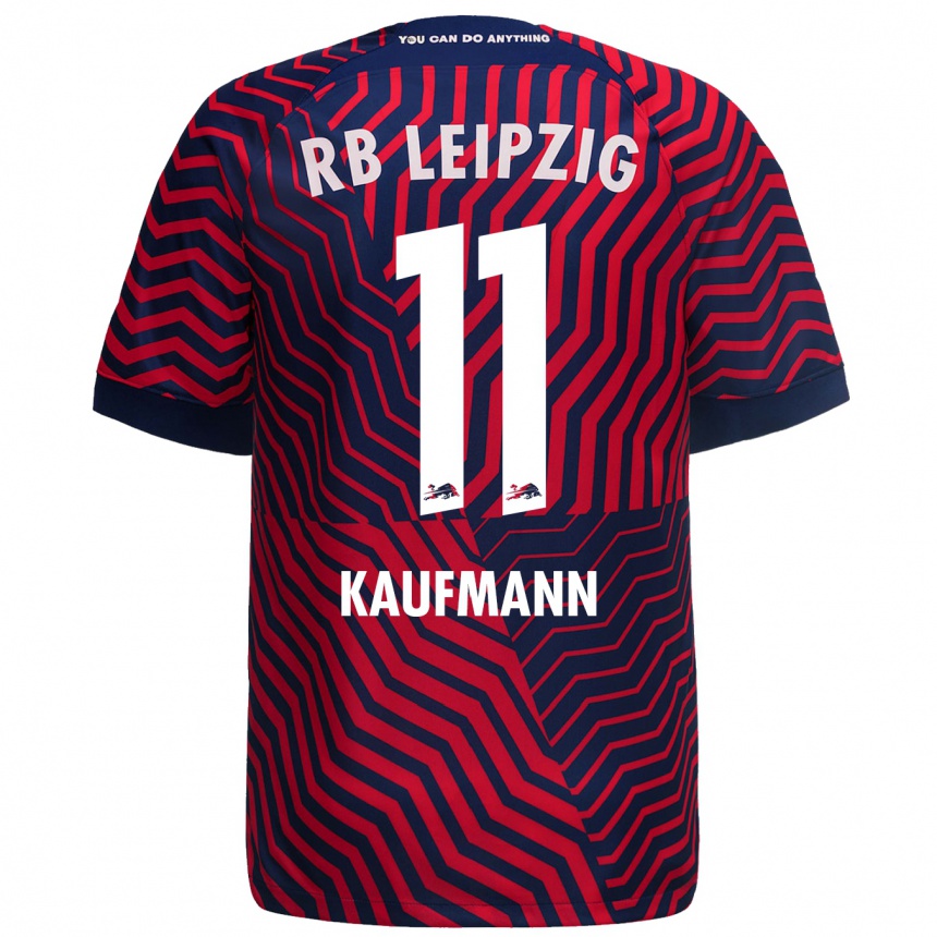 Kids Football Tino Kaufmann #11 Blue Red Away Jersey 2023/24 T-Shirt