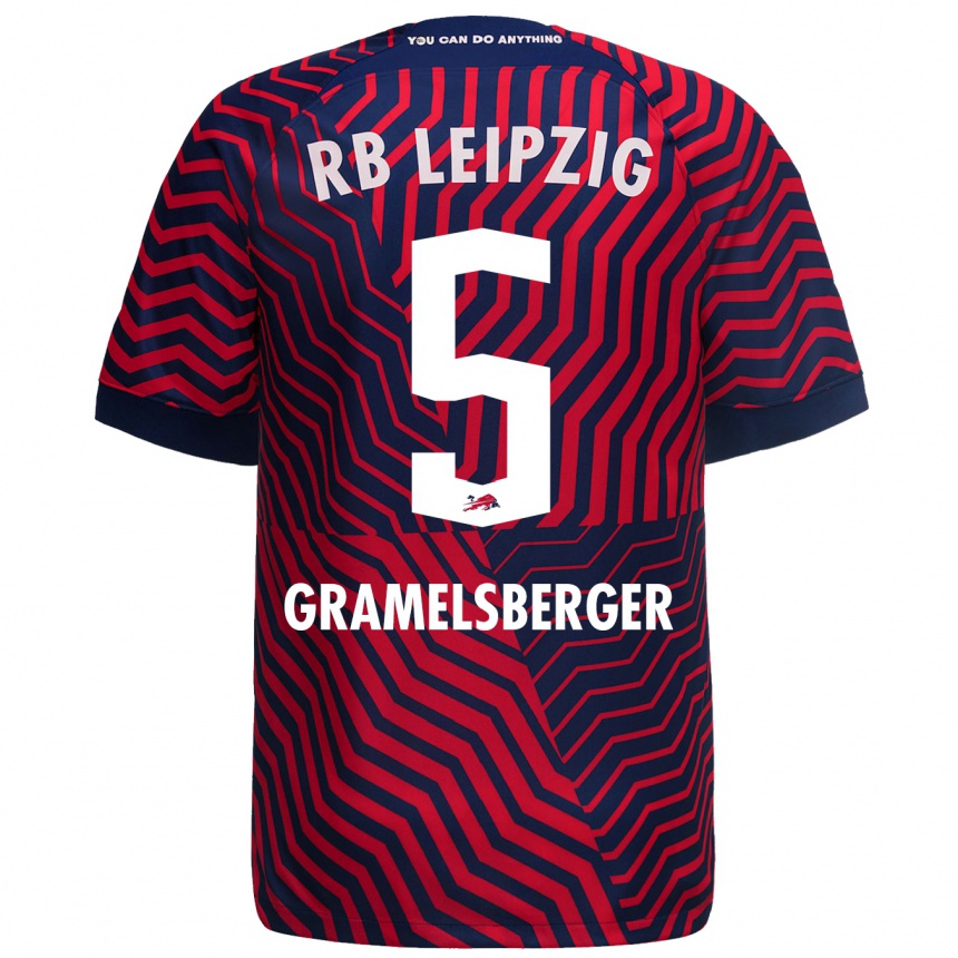 Kids Football Lennert Gramelsberger #5 Blue Red Away Jersey 2023/24 T-Shirt