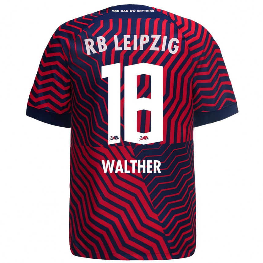 Kids Football Mika Walther #18 Blue Red Away Jersey 2023/24 T-Shirt