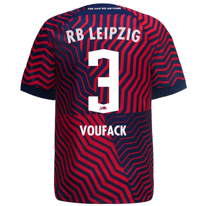 Kids Football Lionel Voufack #3 Blue Red Away Jersey 2023/24 T-Shirt