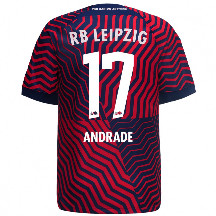 Kids Football Lydia Andrade #17 Blue Red Away Jersey 2023/24 T-Shirt