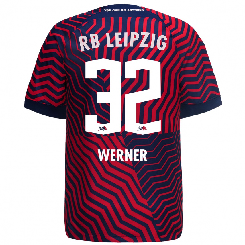 Kids Football Mia Werner #32 Blue Red Away Jersey 2023/24 T-Shirt