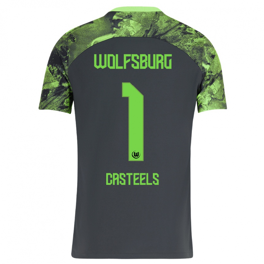 Kids Football Koen Casteels #1 Dark Grey Away Jersey 2023/24 T-Shirt