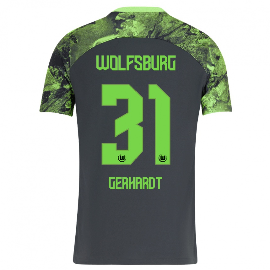 Kids Football Yannick Gerhardt #31 Dark Grey Away Jersey 2023/24 T-Shirt