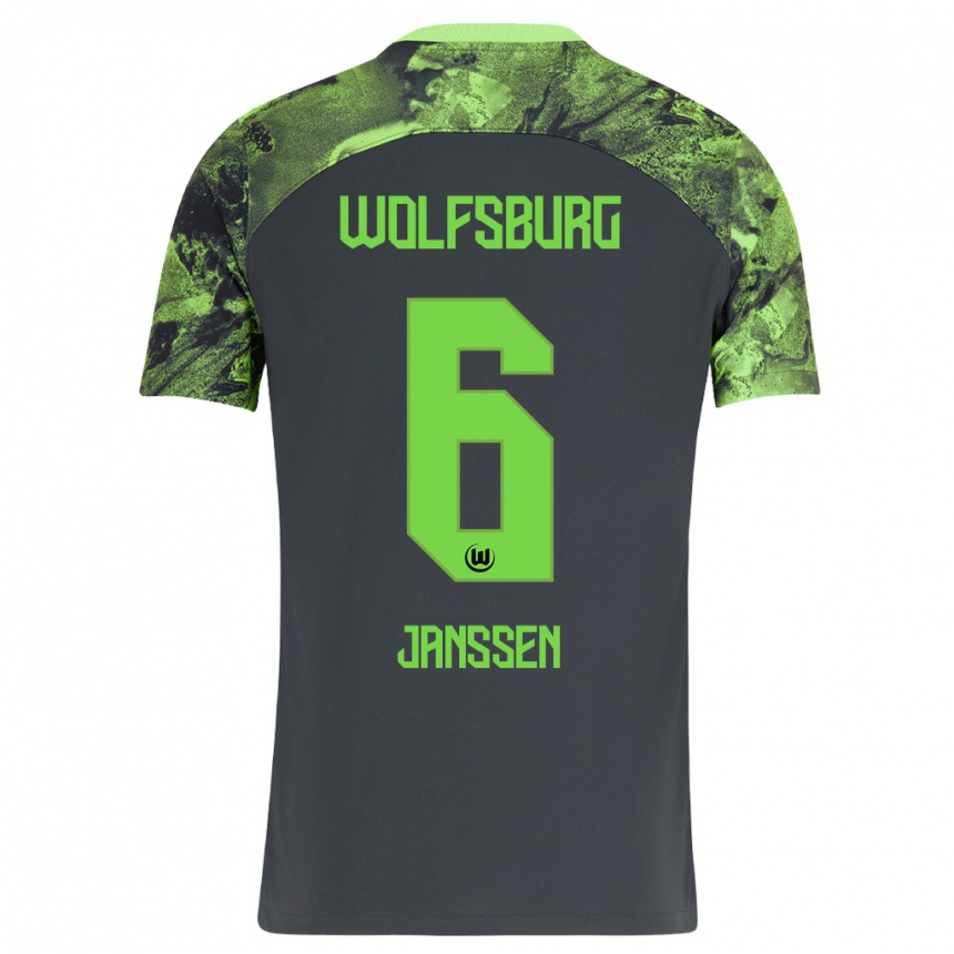 Kids Football Dominique Janssen #6 Dark Grey Away Jersey 2023/24 T-Shirt