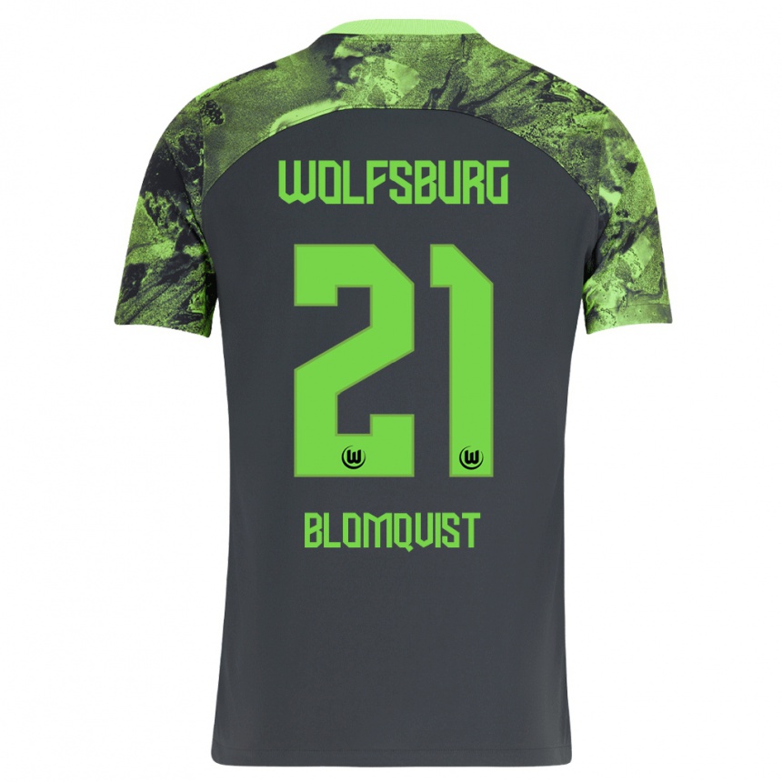 Kids Football Rebecka Blomqvist #21 Dark Grey Away Jersey 2023/24 T-Shirt