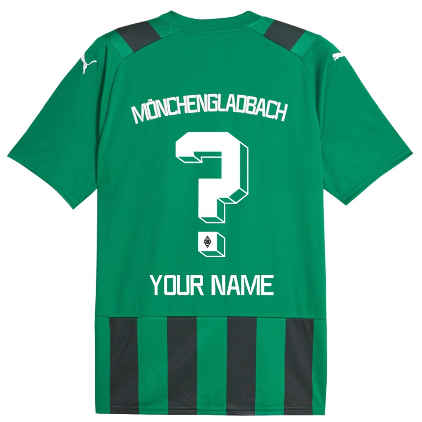 Kids Football Your Name #0 Black Green Away Jersey 2023/24 T-Shirt