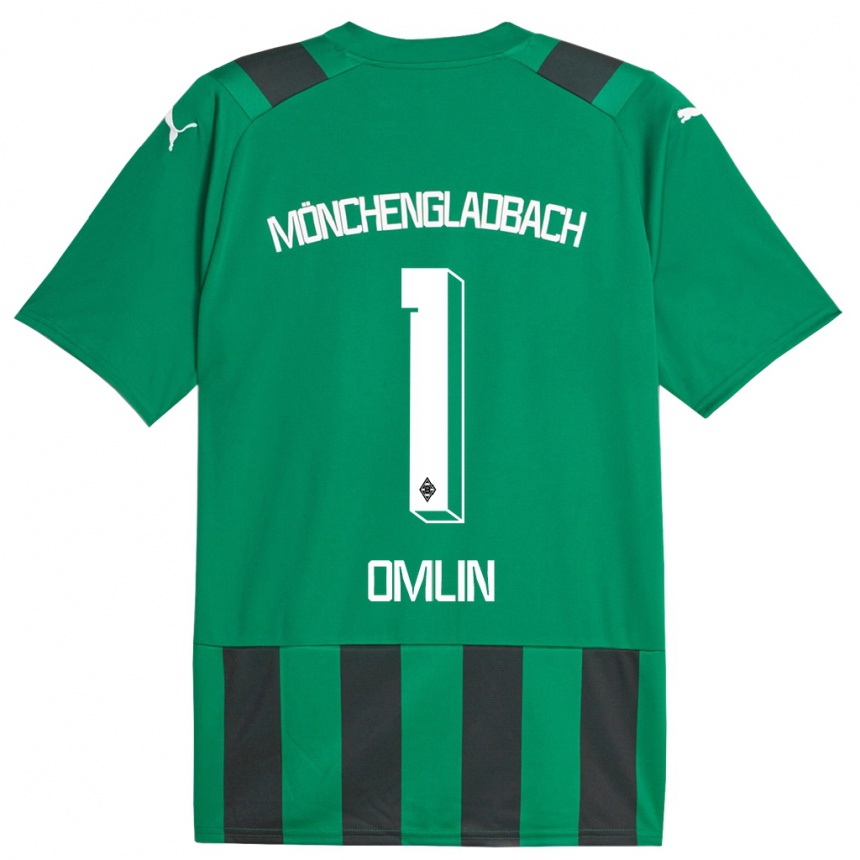Kids Football Jonas Omlin #1 Black Green Away Jersey 2023/24 T-Shirt