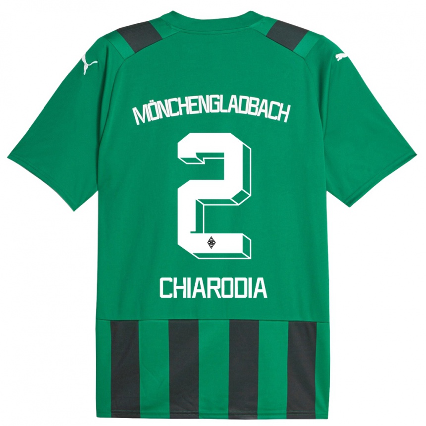 Kids Football Fabio Chiarodia #2 Black Green Away Jersey 2023/24 T-Shirt