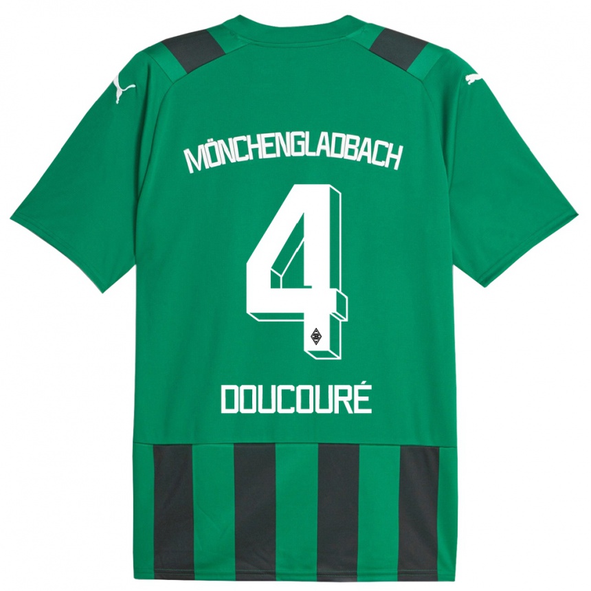 Kids Football Mamadou Doucouré #4 Black Green Away Jersey 2023/24 T-Shirt