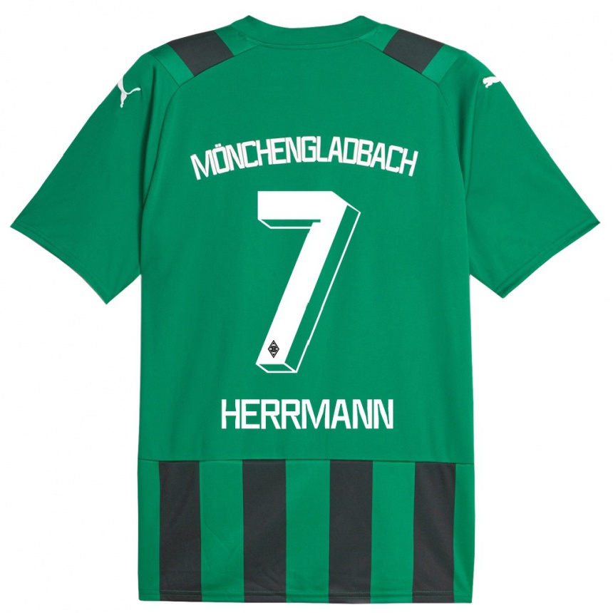 Kids Football Patrick Herrmann #7 Black Green Away Jersey 2023/24 T-Shirt