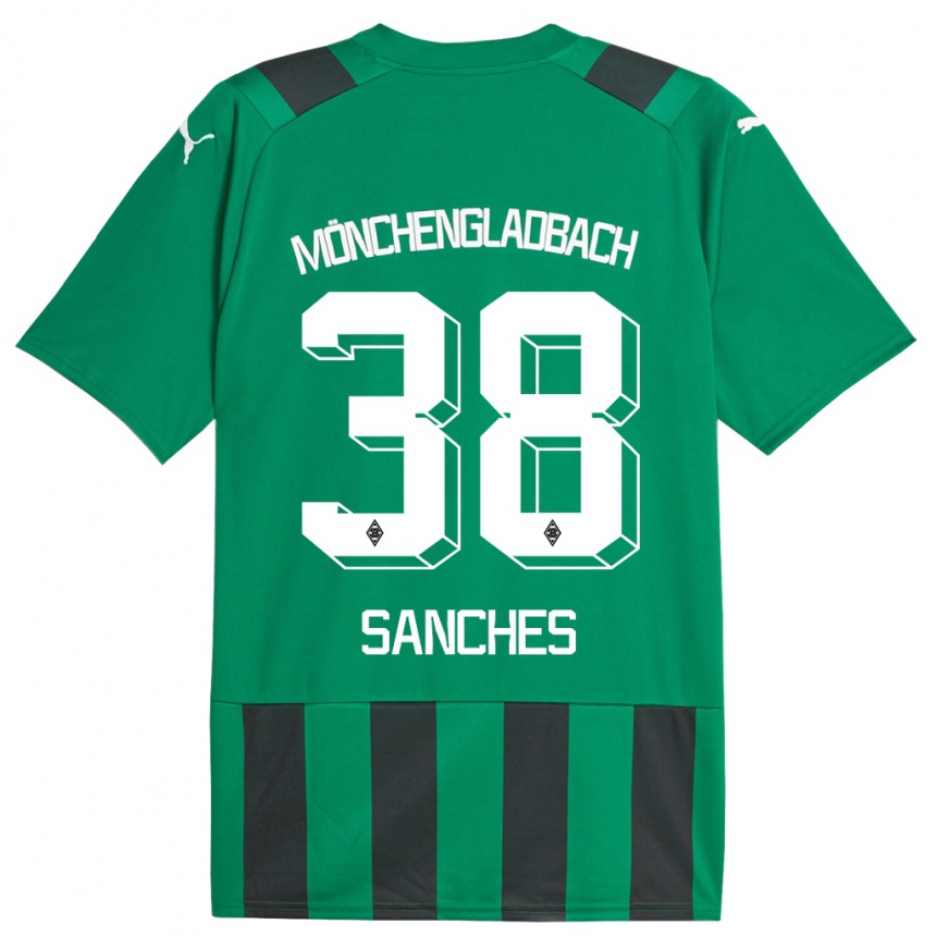 Kids Football Yvandro Borges Sanches #38 Black Green Away Jersey 2023/24 T-Shirt